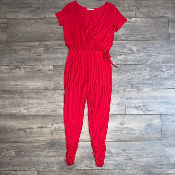 red jumper pants
